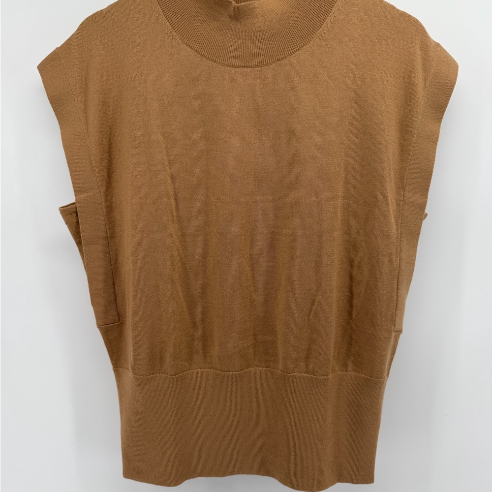 Banana Republic sleeveless mock-neck knit  ribbed hem 100% merino wool size L
